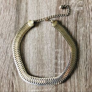 Champagne Gold Scale Chain Chunky Statement Necklace Women's Fashion Jewelry